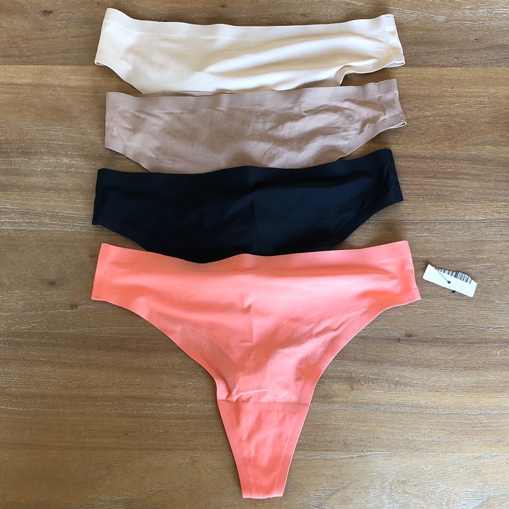 Chantelle Soft stretch Thong Panties - Black, Nude, brown, and Coral pink